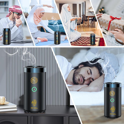 Brûleur d’Encens Électrique 2 en 1 avec Haut-Parleur Coranique, Télécommande, Brûleur de Bakhoor, Diffuseur d’Arômes pour Voiture, Bureau, Maison, Chambre, Salon, Bureau d’Étude, Spa-1
