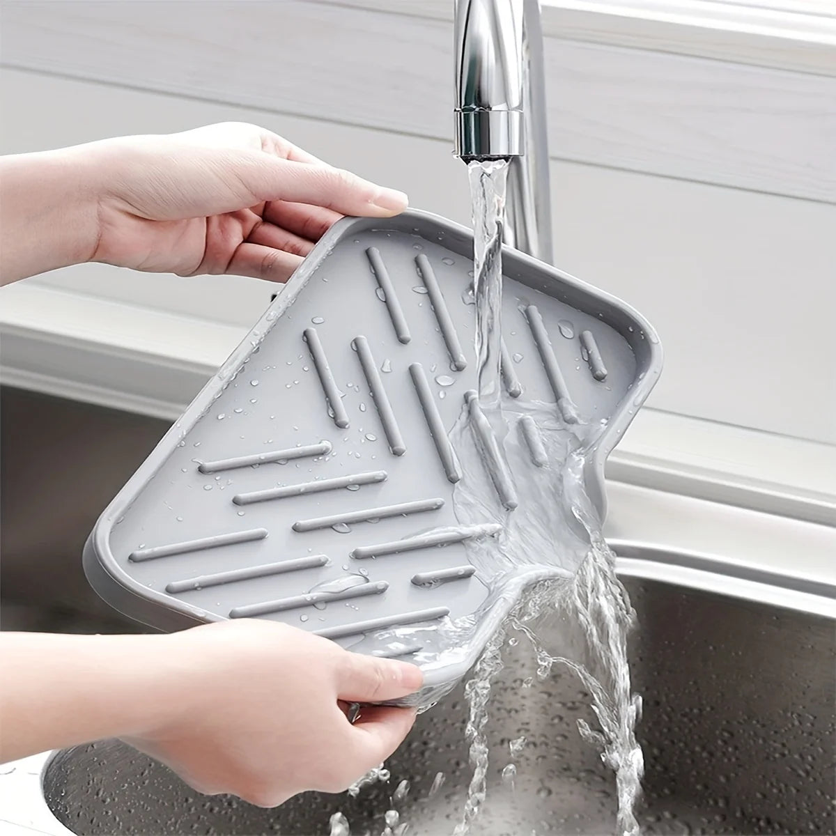 Organisateur d'évier en silicone pour savon, éponge et brosse de cuisine