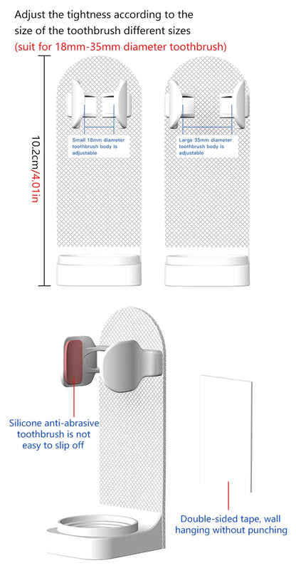Support porte-brosse à dents électrique réglable — Base silicone antidérapante