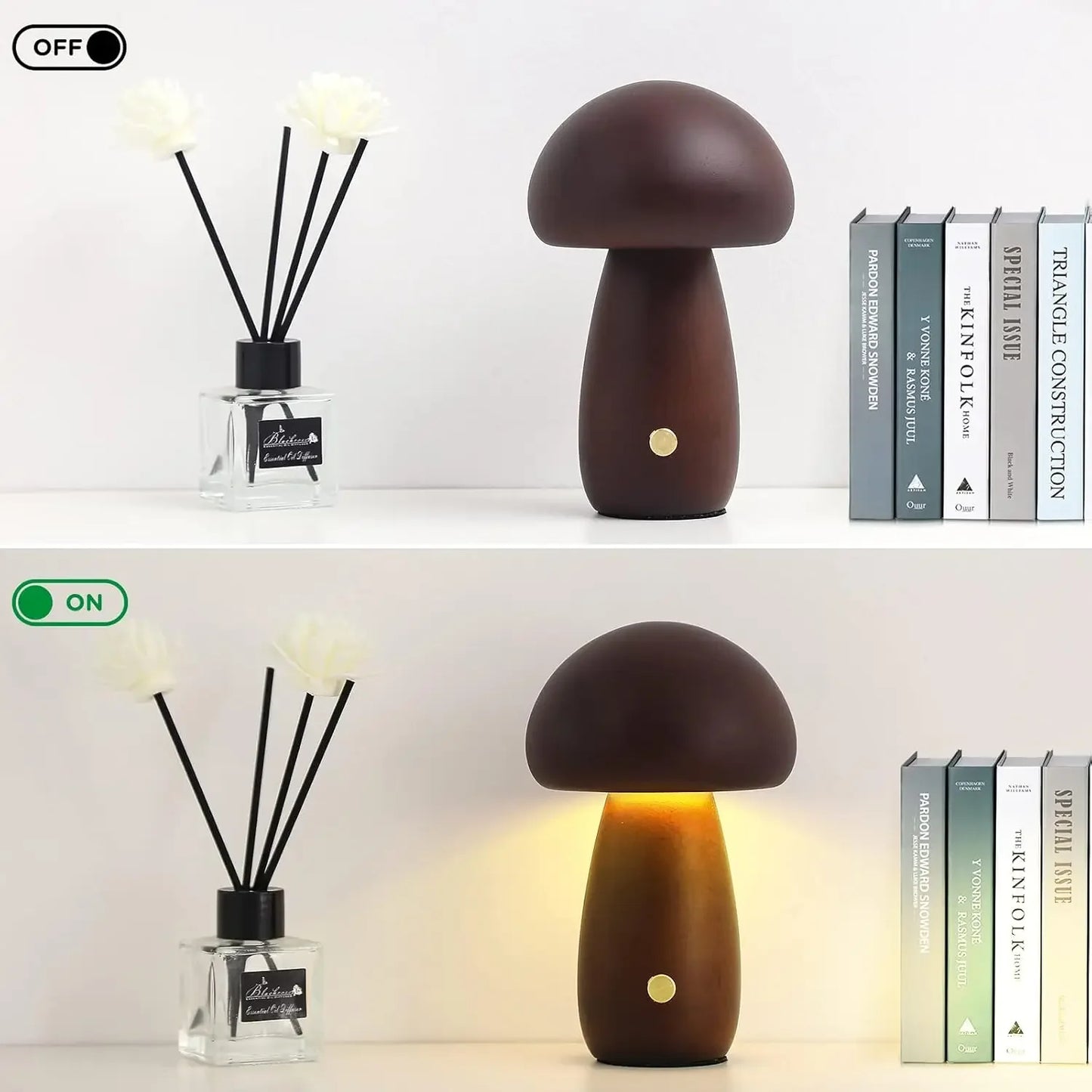 Lampe de chevet champignon tactile rechargeable — Veilleuse portable à intensité variable