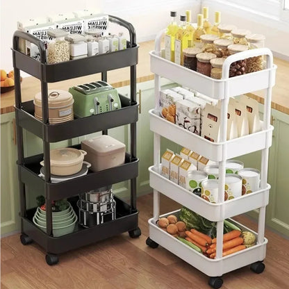 Étagère de cuisine mobile à 5 niveaux sur roulettes pour fruits, légumes et collations
