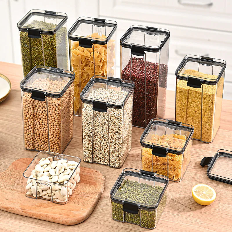Bocaux de rangement hermétiques en plastique pour épices, empilables et étanches