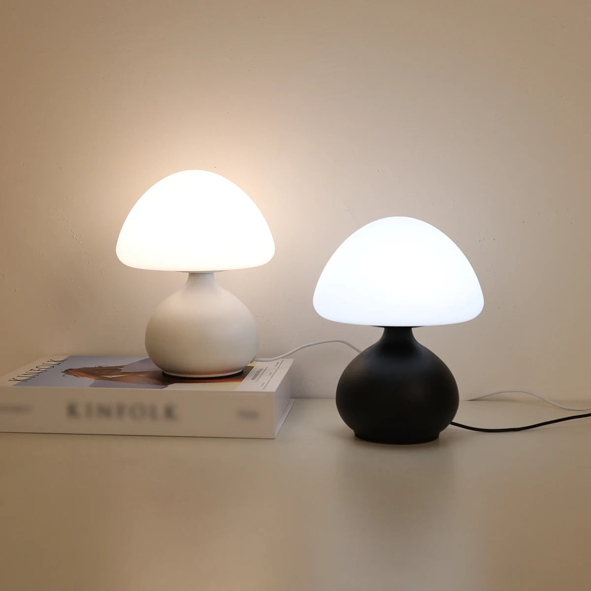 Lampe de table champignon à 3 couleurs avec gradation pour chambre et salon