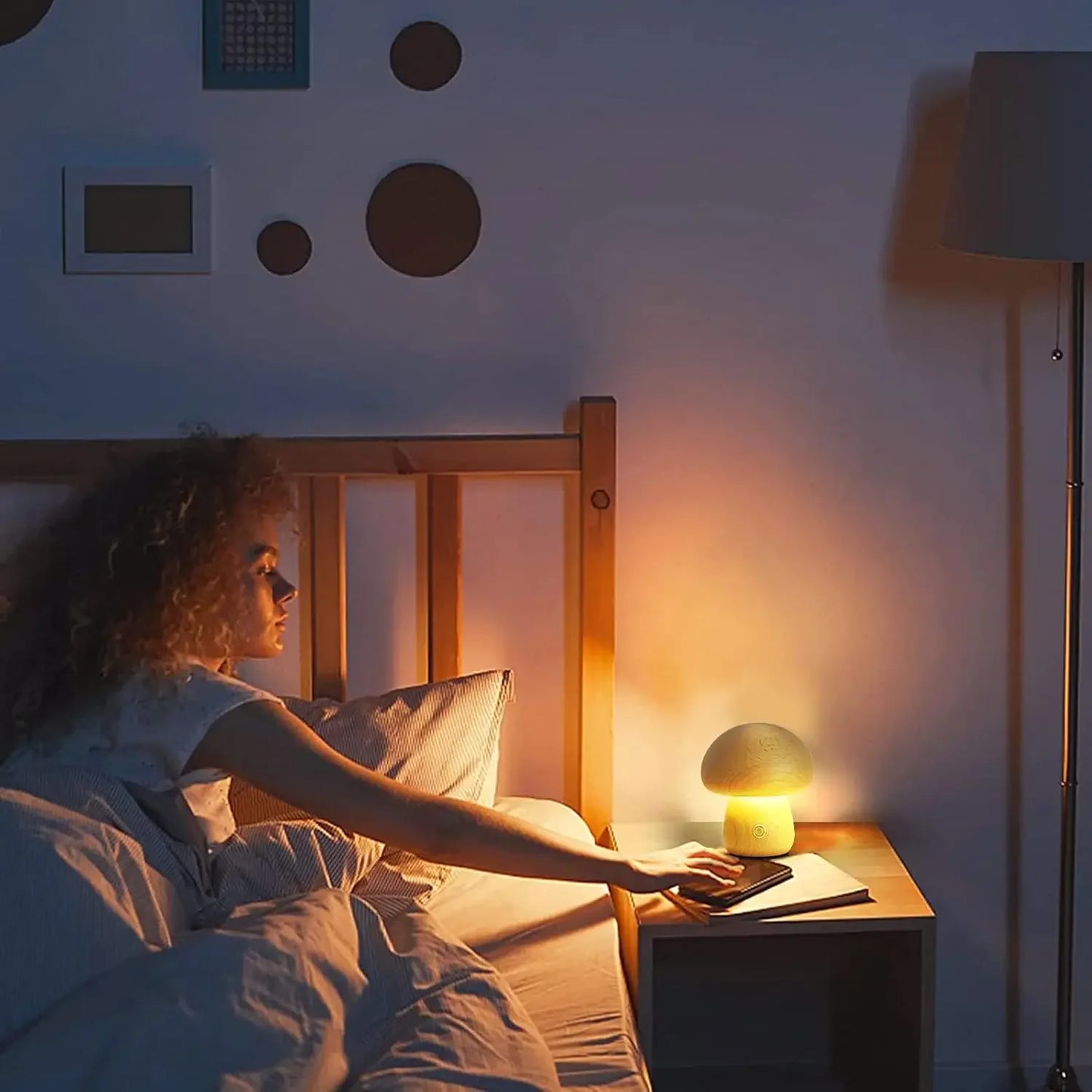 Lampe de chevet champignon tactile rechargeable — Veilleuse portable à intensité variable