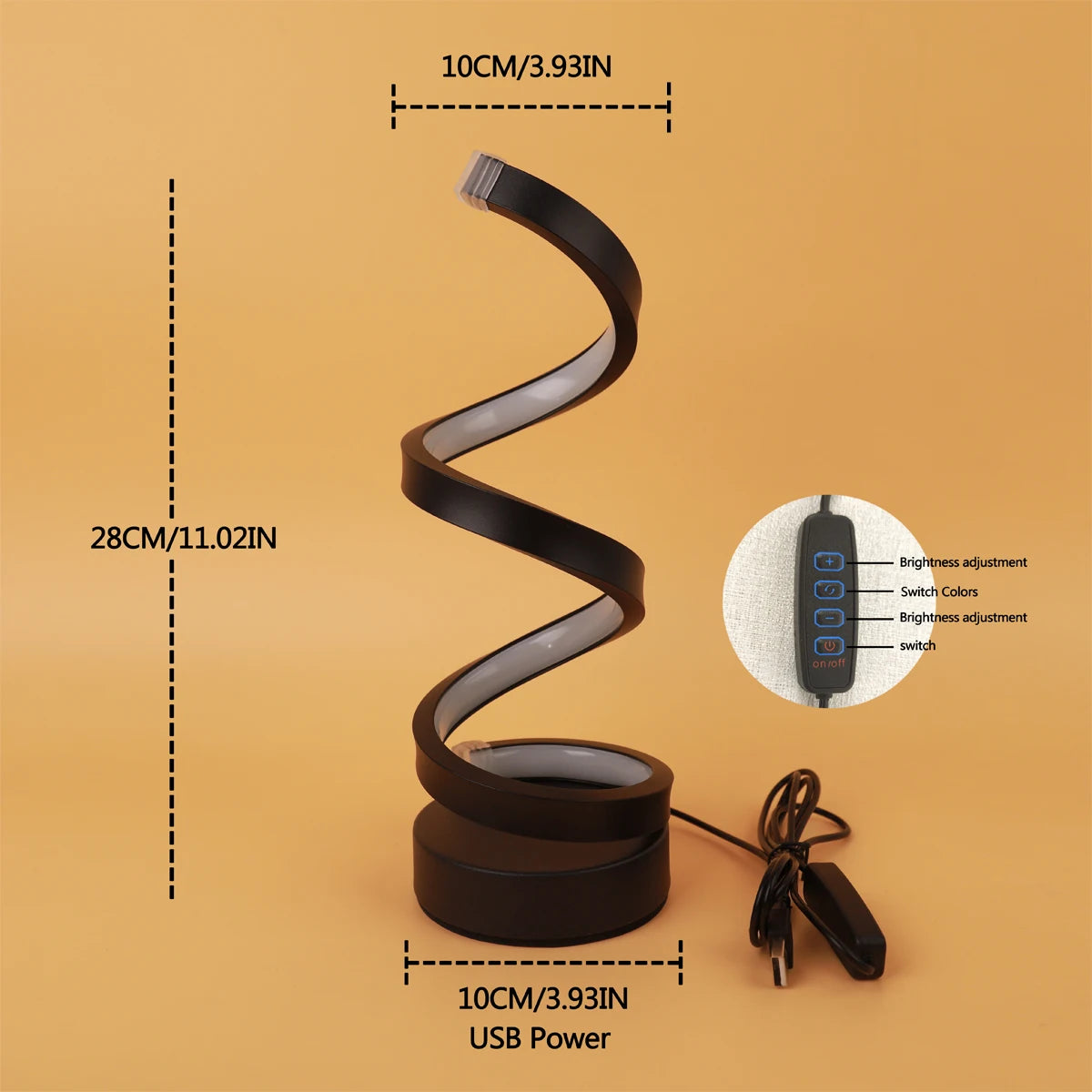 Lampe de table spirale au design moderne pour salon et chambre