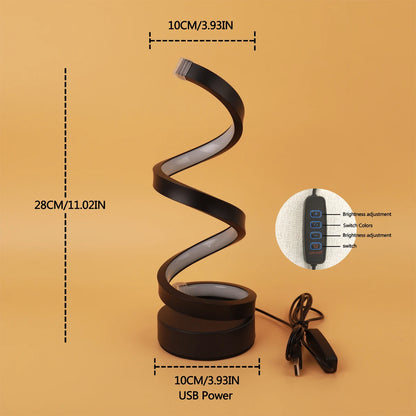 Lampe de table spirale au design moderne pour salon et chambre