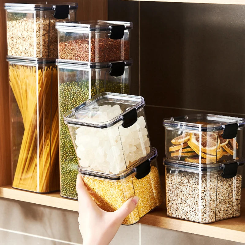 Bocaux de rangement hermétiques en plastique pour épices, empilables et étanches