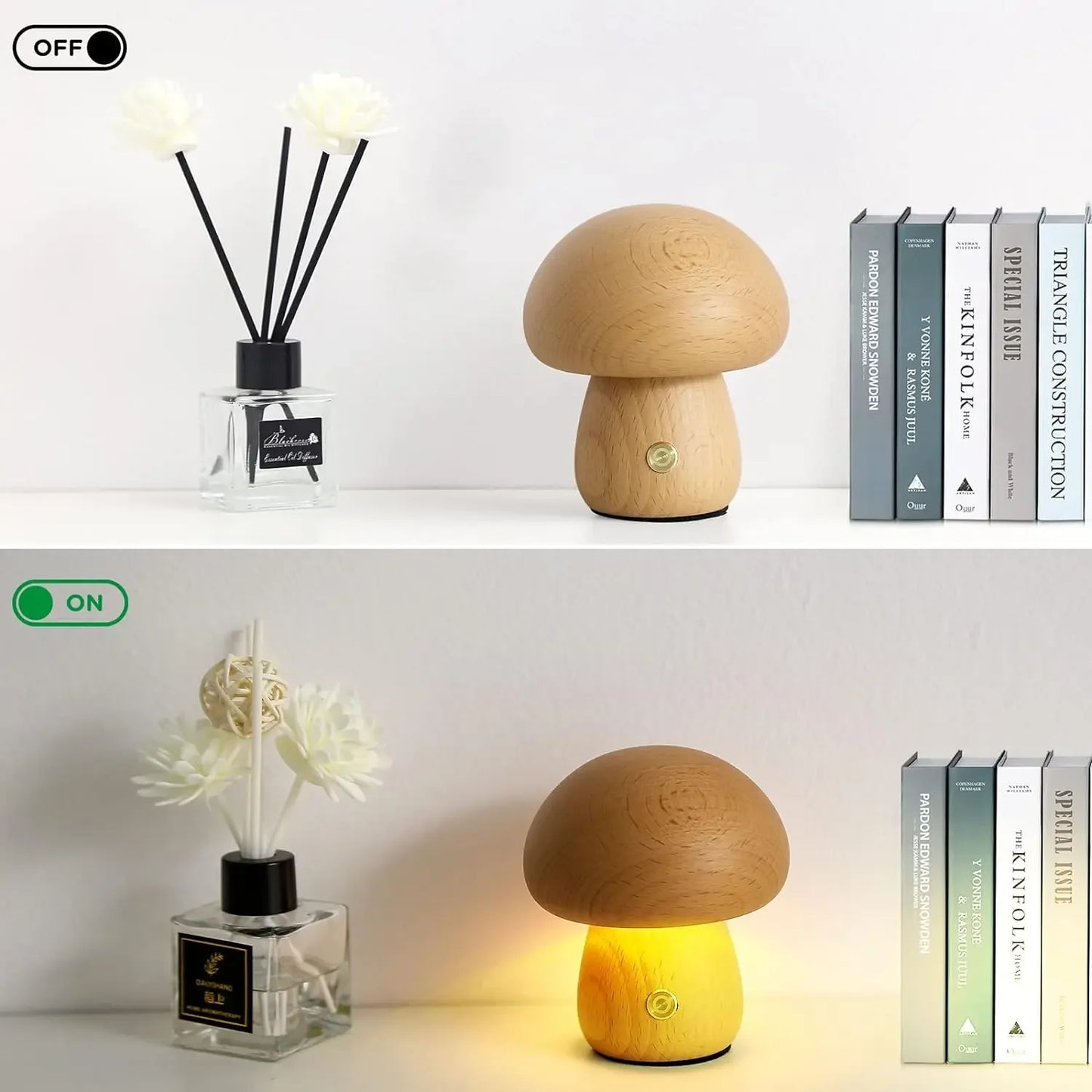 Lampe de chevet champignon tactile rechargeable — Veilleuse portable à intensité variable