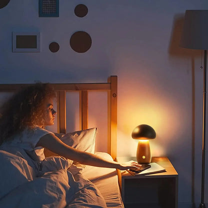 Lampe de chevet champignon tactile rechargeable — Veilleuse portable à intensité variable