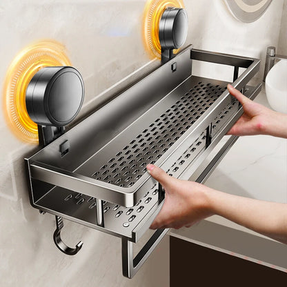 Étagère de salle de bain à ventouse sans perçage en aluminium