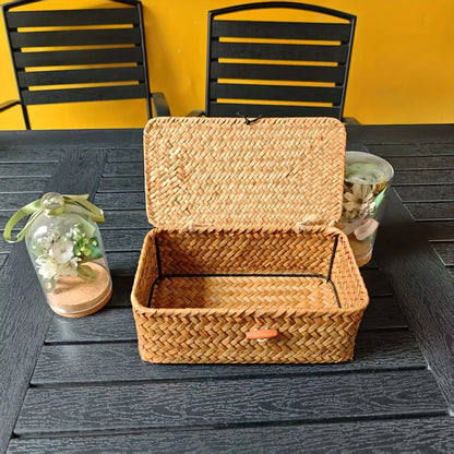Panier de rangement tissé style bohème pour décoration et organisation maison