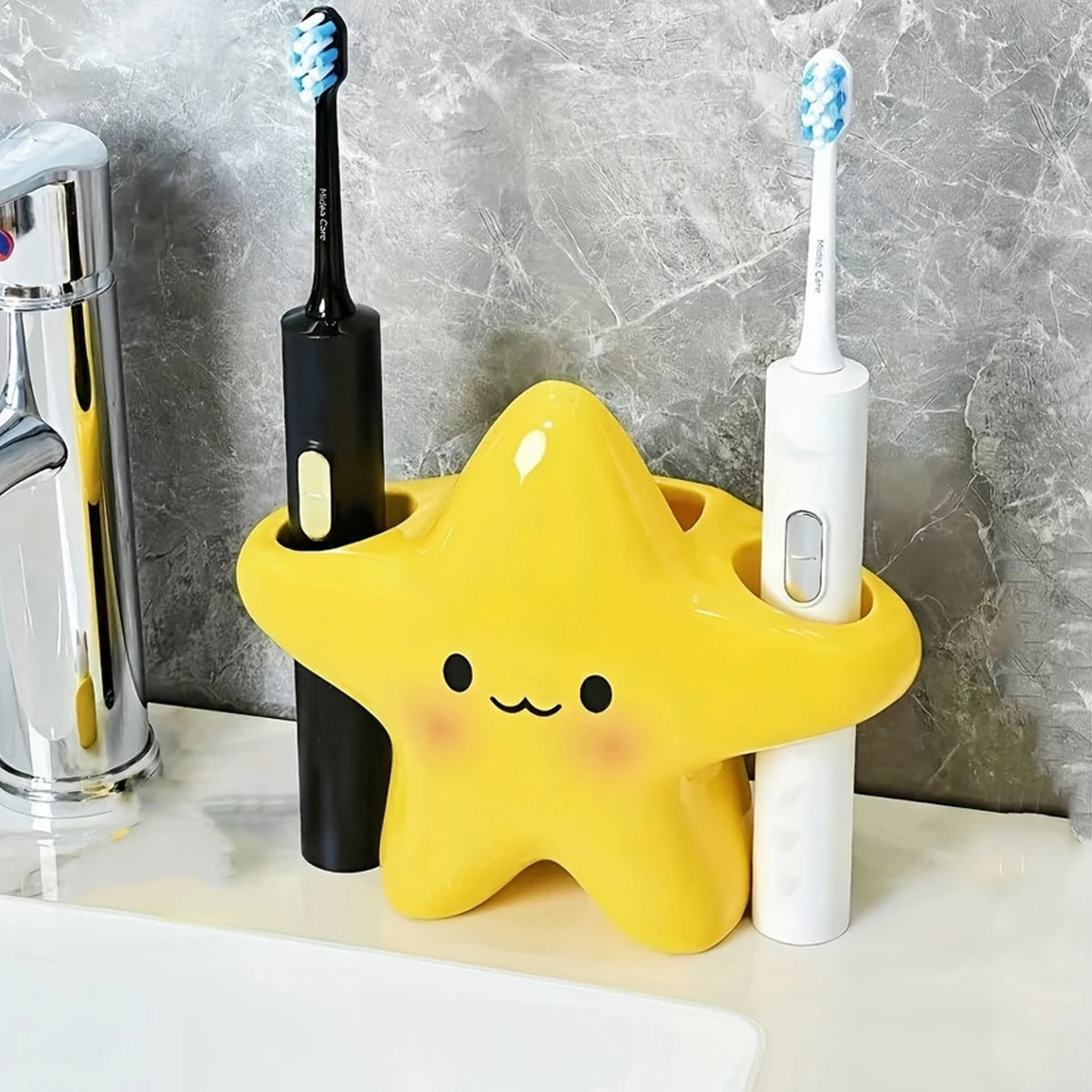 Organisateur de salle de bain en forme d'étoile pour brosse à dents et dentifrice