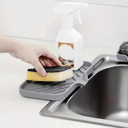 Organisateur d'évier en silicone pour savon, éponge et brosse de cuisine