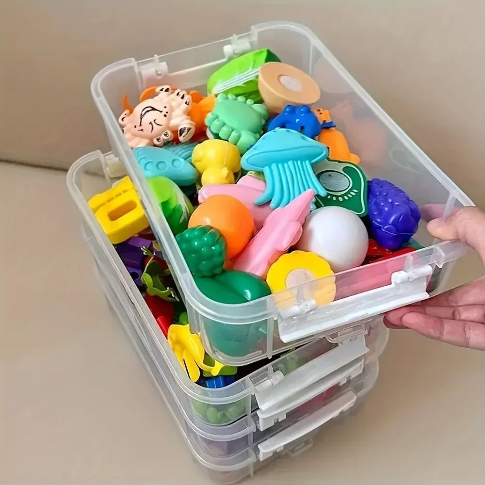 Boîte de rangement transparente empilable avec tiroir, résistante à l'humidité