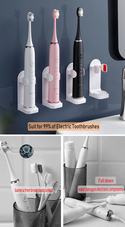 Support porte-brosse à dents électrique réglable avec base en silicone antidérapante