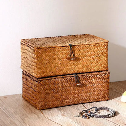 Panier de rangement tissé style bohème pour décoration et organisation maison