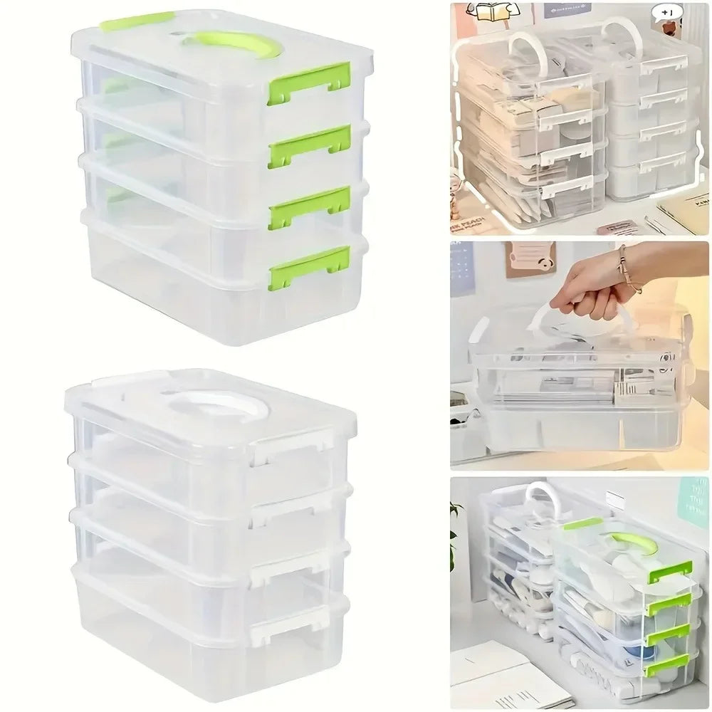 Boîte de rangement transparente empilable avec tiroir, résistante à l'humidité