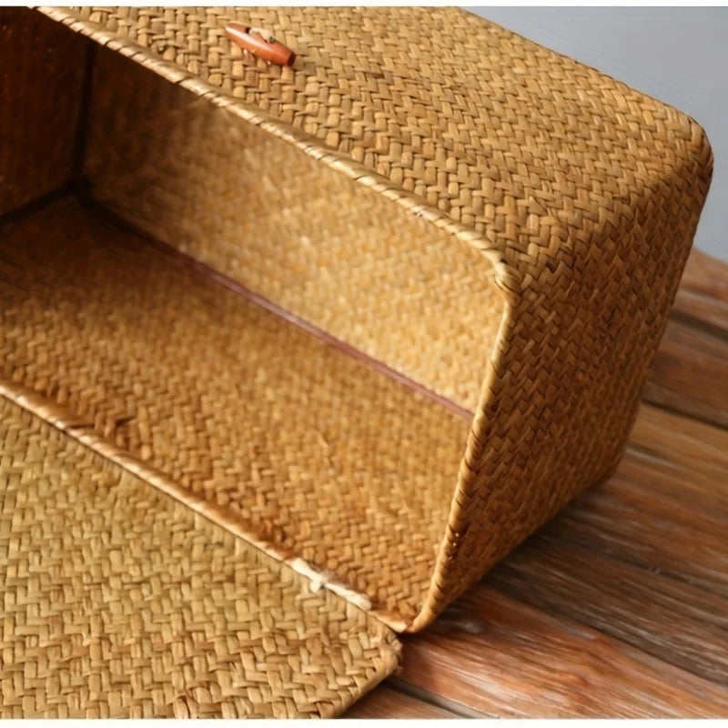 Panier de rangement tissé style bohème pour décoration et organisation maison