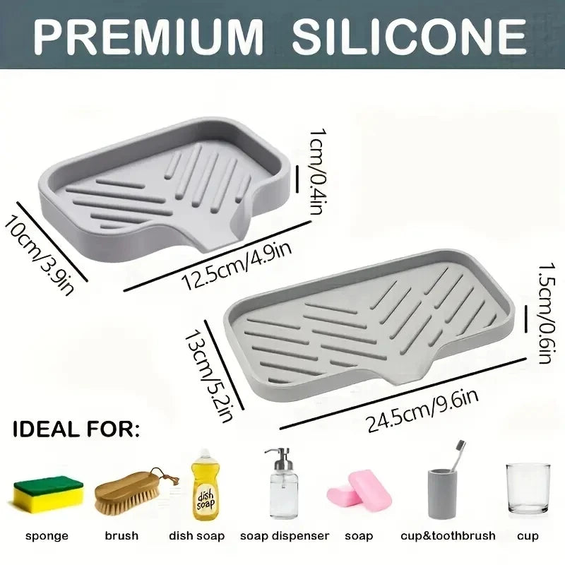 Organisateur d'évier en silicone — Support savon, éponge et brosse de cuisine