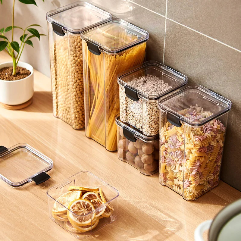 Bocaux de rangement hermétiques en plastique pour épices, empilables et étanches