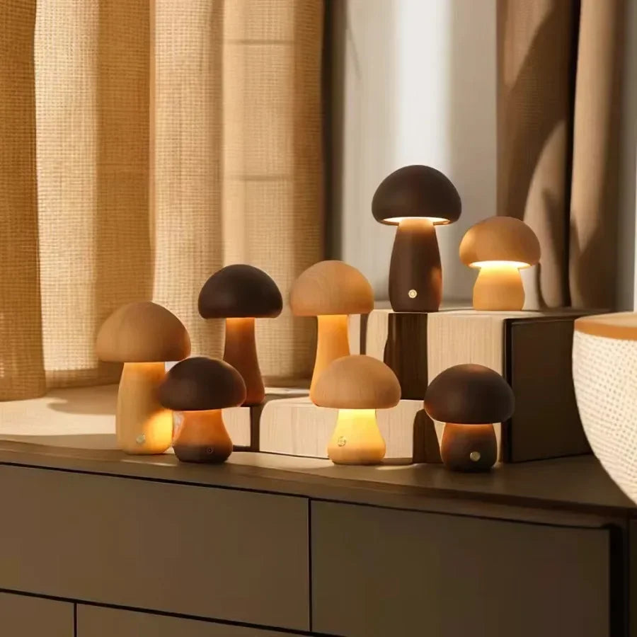 Lampe de chevet champignon tactile rechargeable, veilleuse portable sans fil