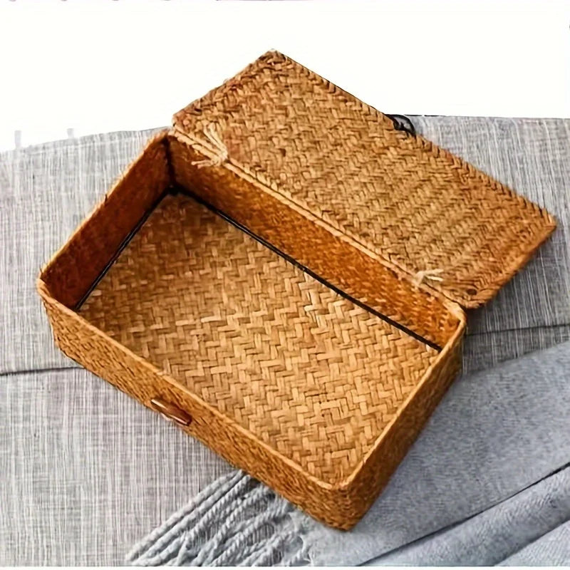 Panier de rangement tissé style bohème pour décoration et organisation maison