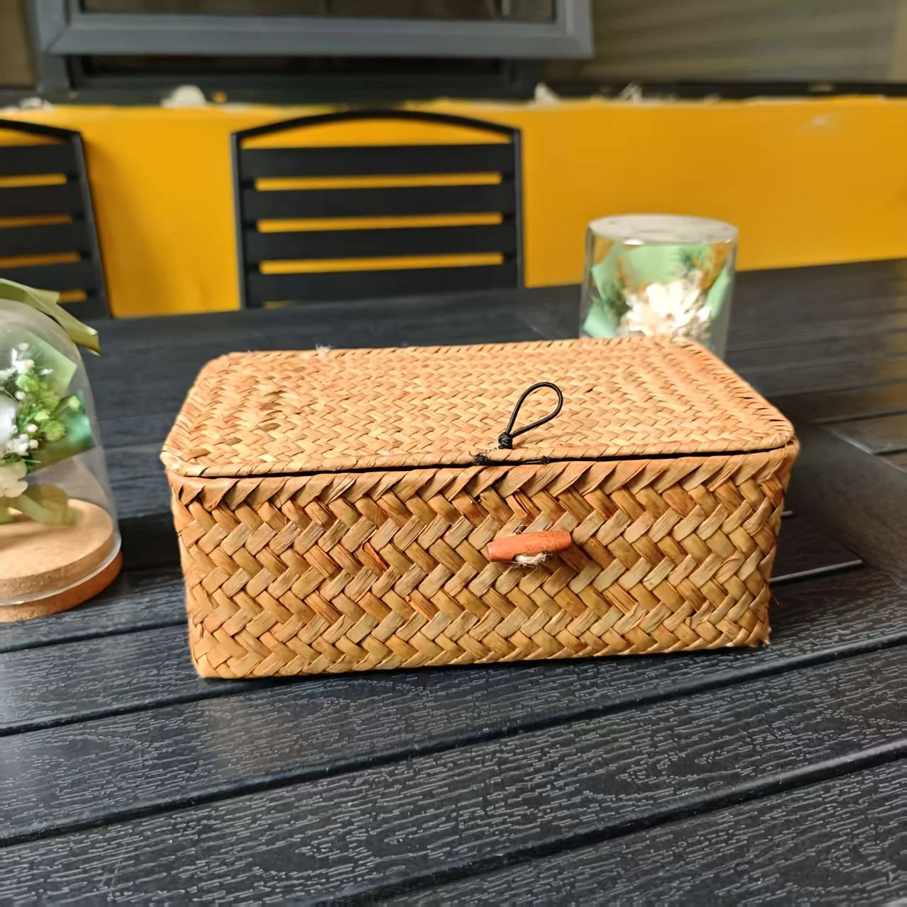 Panier de rangement tissé style bohème pour décoration et organisation maison