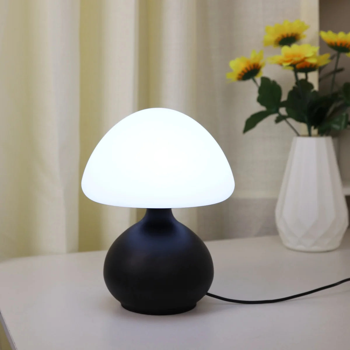Lampe de table champignon à 3 couleurs avec gradation pour chambre et salon