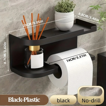 Porte-papier toilette auto-adhésif avec étagère téléphone — Inox