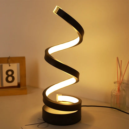 Lampe de table spirale au design moderne pour salon et chambre
