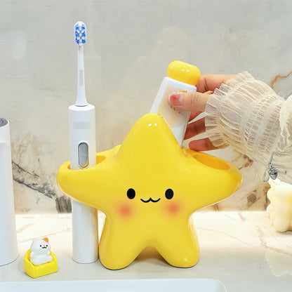 Organisateur de salle de bain en forme d'étoile pour brosse à dents et dentifrice