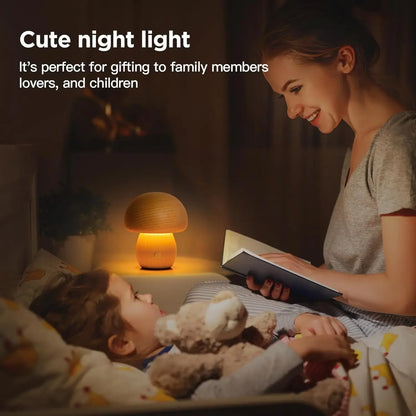 Lampe de chevet champignon tactile rechargeable, veilleuse portable sans fil