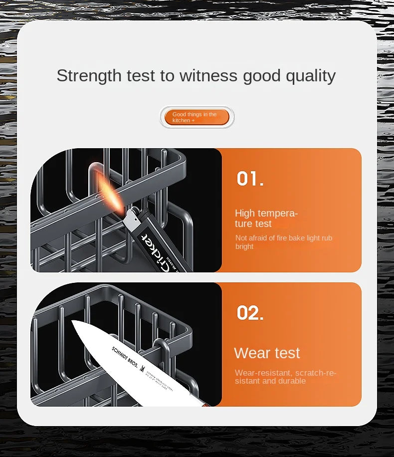 Égouttoir d'évier en acier inoxydable — Rangement éponge, vaisselle et torchons