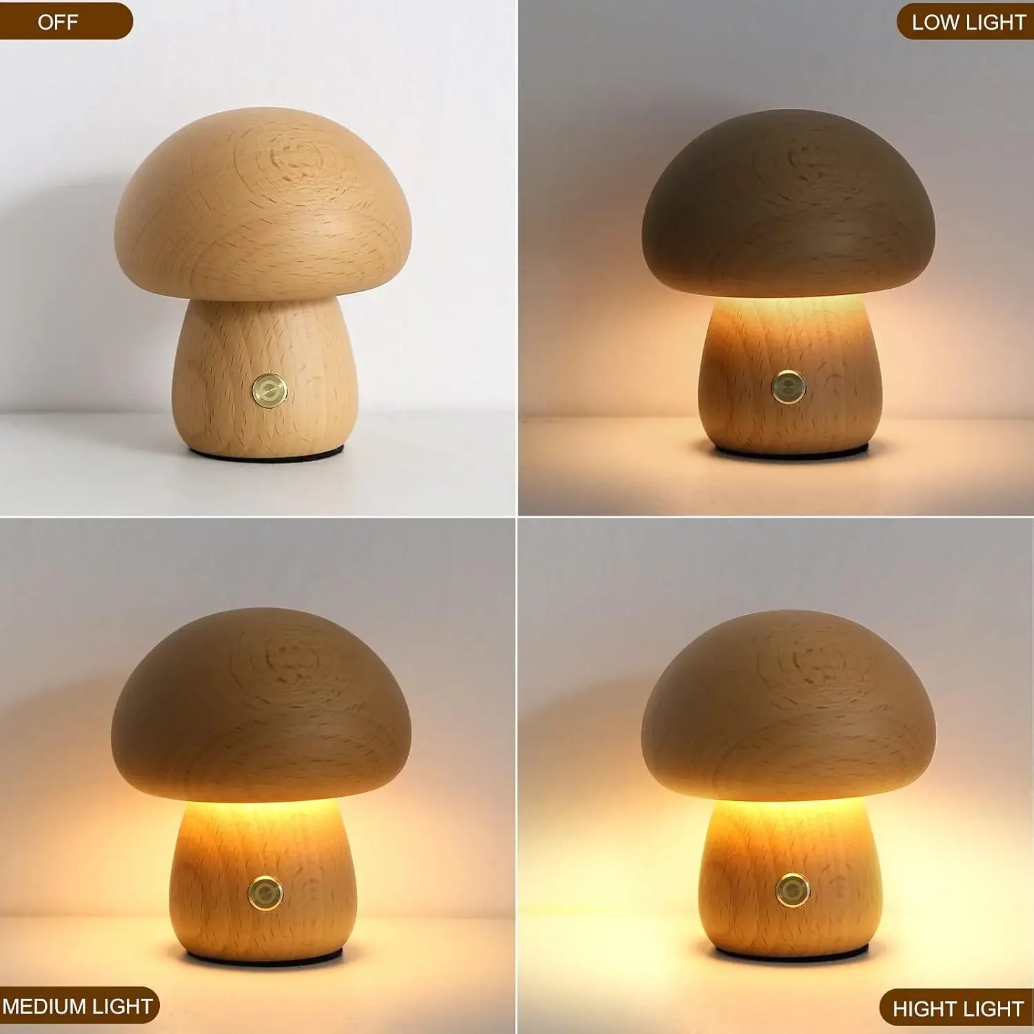Lampe de chevet champignon tactile rechargeable, veilleuse portable sans fil