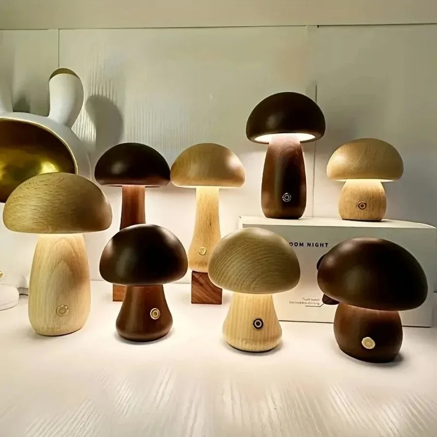 Lampe de chevet champignon tactile rechargeable, veilleuse portable sans fil