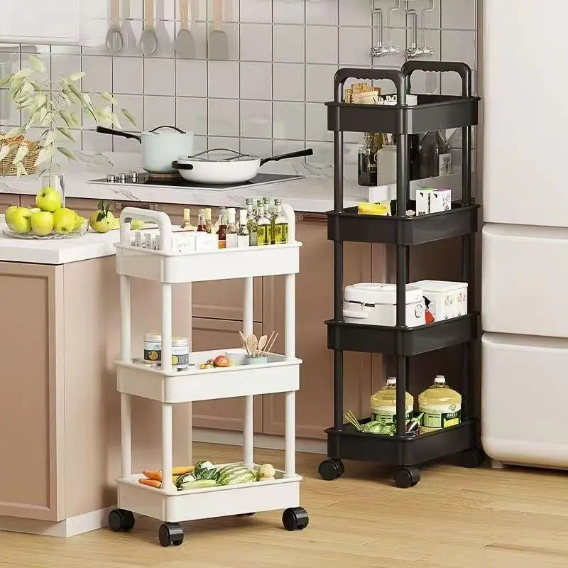 Étagère de cuisine mobile à 5 niveaux sur roulettes pour fruits, légumes et collations