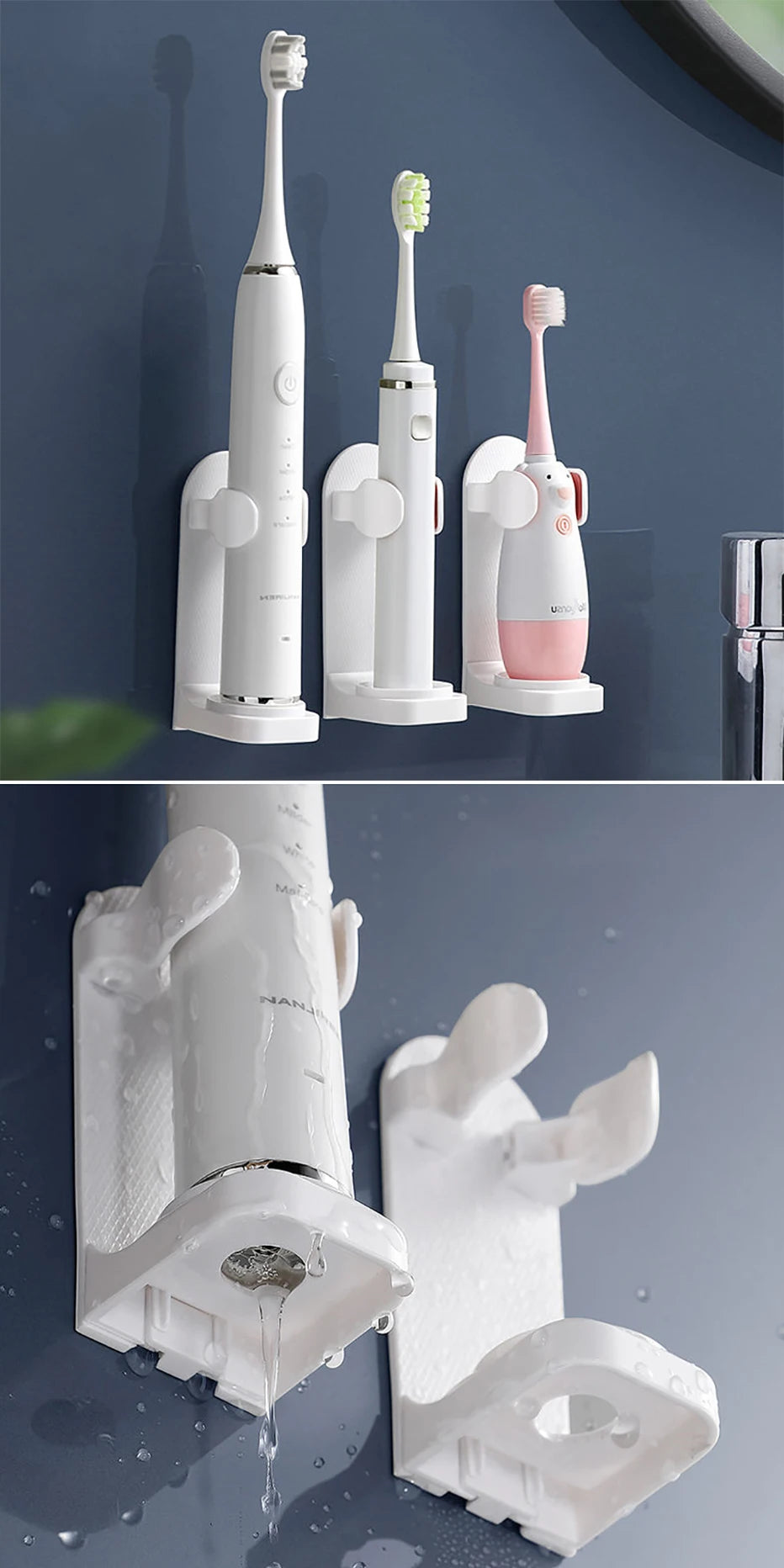 Support porte-brosse à dents électrique réglable — Base silicone antidérapante