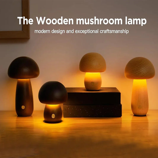 Lampe de chevet champignon tactile rechargeable, veilleuse portable sans fil